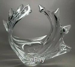 Crystal ART VANNES LE CHATEL 11.5 Swirling wave CENTERPIECE VASE BOWL FRANCE