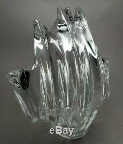 Crystal ART VANNES LE CHATEL 11.5 Swirling wave CENTERPIECE VASE BOWL FRANCE