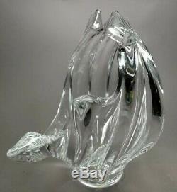 Crystal ART VANNES LE CHATEL 11.5 Swirling wave CENTERPIECE VASE BOWL FRANCE