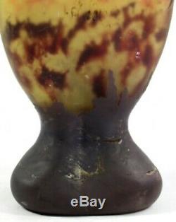 DAUM NANCY Art Nouveau acid etched'BATS' -'CHAUVES SOURIS' Cameo Glass vase