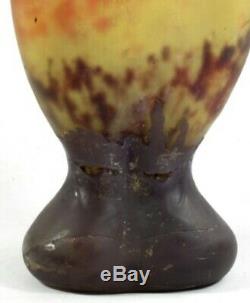 DAUM NANCY Art Nouveau acid etched'BATS' -'CHAUVES SOURIS' Cameo Glass vase