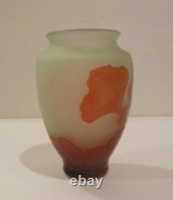 DEGUE French Cameo Art Glass Cabinet Vase, c. 1920's