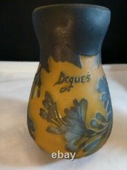 DEGUE French Cameo Art Glass Cabinet Vase, c. 1920's