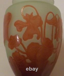 DEGUE French Cameo Art Glass Cabinet Vase, c. 1920's