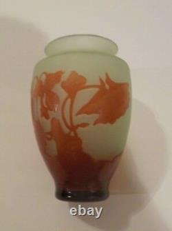 DEGUE French Cameo Art Glass Cabinet Vase, c. 1920's