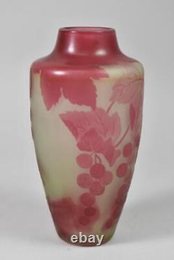 D' Argental French Cameo Art Glass Vase Grape/Currant Designs