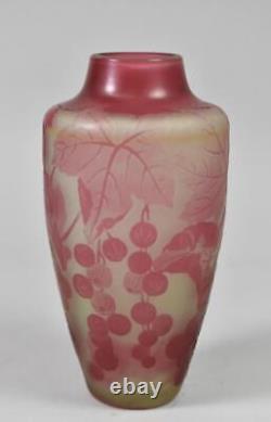 D' Argental French Cameo Art Glass Vase Grape/Currant Designs