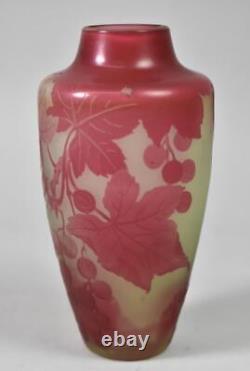 D' Argental French Cameo Art Glass Vase Grape/Currant Designs