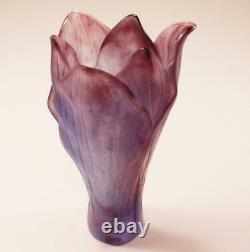 Daum Amaryllis Amethyste Flower Pate De Verre Crystal Petit Modele Vase