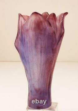 Daum Amaryllis Amethyste Flower Pate De Verre Crystal Petit Modele Vase