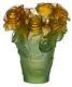 Daum Crystal Rose Passion Vase Green Orange