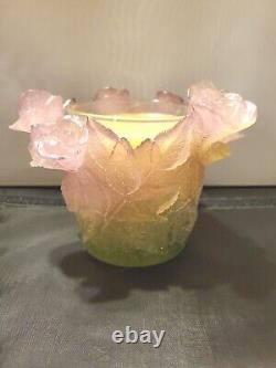 Daum Crystal Roses Candle Holder