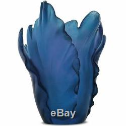 Daum Crystal Vase Tulip Blue 05213-4 ART GLASS MADE IN FRANCE