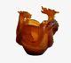Daum Dragon Vase Pate de Verre Crystal- Amber Mint With Box Ltd. Edition