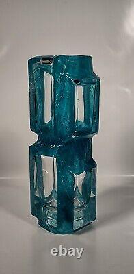 Daum France Blue Argos Modern Crystal Vase Cesar Baldaccini