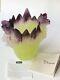 Daum France Crystal Iris Vase Green Purple Pate De Verre Signed