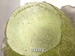 Daum France Crystal Iris Vase Green Purple Pate De Verre Signed