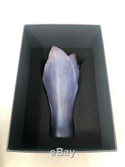 Daum France Crystal Pate De Verre Amethyst Purple Amaryllis Flower Vase