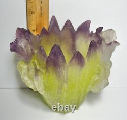 Daum France Iris Vase Purple & Green Pate de Verre Small Repair