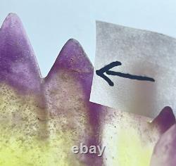 Daum France Iris Vase Purple & Green Pate de Verre Small Repair