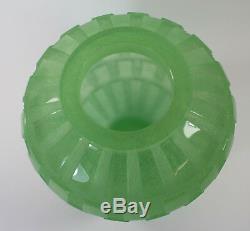 Daum France'Rhythms' Green Pate de Verre Heavy Glass Vase. Estate of Anne Anka