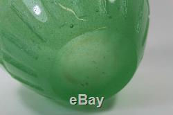 Daum France'Rhythms' Green Pate de Verre Heavy Glass Vase. Estate of Anne Anka