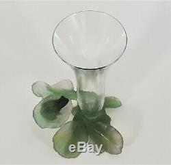 Daum France Soliflor Grenouille Nature Pate de Verre Frog Bud Vase Crystal 01493