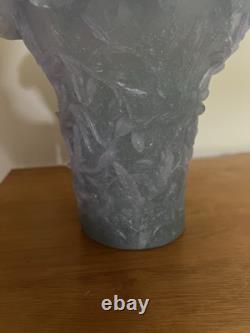 Daum French Pate de Verre Hibiscus Lavender Vase Read Full Description