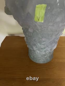 Daum French Pate de Verre Hibiscus Lavender Vase Read Full Description