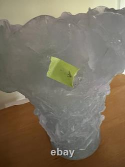 Daum French Pate de Verre Hibiscus Lavender Vase Read Full Description