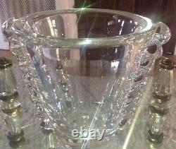 Daum Nancy 1930s Heavy Crystal Vase Signed