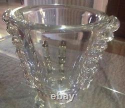 Daum Nancy 1930s Heavy Crystal Vase Signed