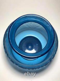Daum Nancy Blue Art Deco Acid Etched Vase Made in France