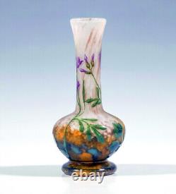 Daum Nancy Cameo Nouveau Solitaire Vase Vielchen Decor Email Painting Um 1910