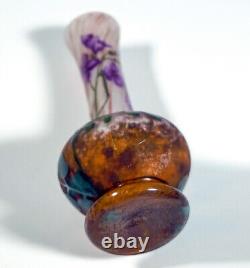 Daum Nancy Cameo Nouveau Solitaire Vase Vielchen Decor Email Painting Um 1910