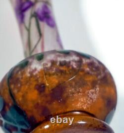 Daum Nancy Cameo Nouveau Solitaire Vase Vielchen Decor Email Painting Um 1910