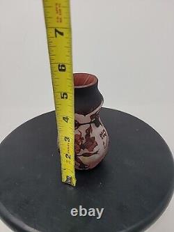 Daum Nancy Cameo and Enameled Vase with Cherry Blossom Flowers Decor, France