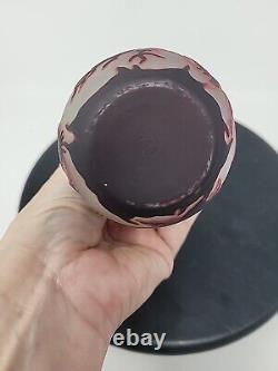 Daum Nancy Cameo and Enameled Vase with Cherry Blossom Flowers Decor, France