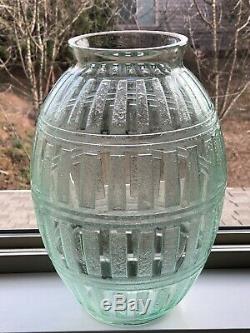 Daum Nancy France Etched Art Deco Vase 11.5