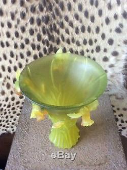 Daum Nancy France Yellow Daffodil Flower 9 5/8 Tall Crystal Vase Signed $4450