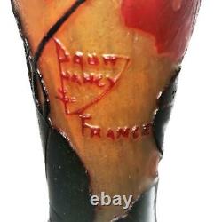 Daum Nancy French Art Nouveau Cameo Glass Vase, 13 Tall Pate de Verre