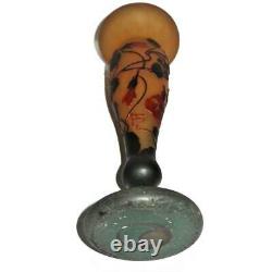 Daum Nancy French Art Nouveau Cameo Glass Vase, 13 Tall Pate de Verre