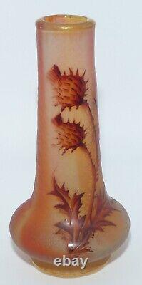 Daum Nancy Vase with Thistles Aux Chardons Vase 4 5/8 Tall