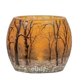 Daum Nancy enamelled and internally decorated Glass Vase, Winter landscape