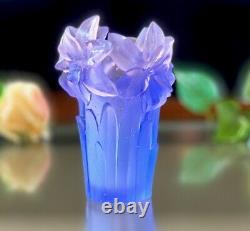 Daum Pate De Verre French Crystal Amaryllis Vase New in Box