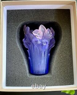 Daum Pate De Verre French Crystal Amaryllis Vase New in Box