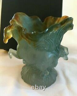 Daum Pate De Verre Horse Vase Sculpture Timbale Chevaux De Marly Box & Foam