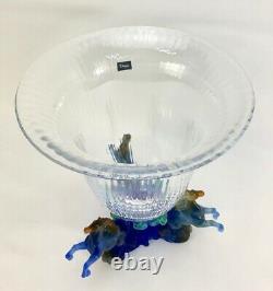 Daum Rare'Marly Bleu' Crystal & Pate de Verre Glass Centerpiece Vase New in Box