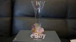 Daum Roses Soliflor Crystal Glass Vase Never Been Displayed Signed