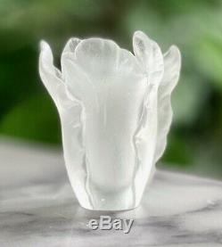 Daum Tulip Mini Vase White Pate de Verre French Crystal New in Box 05158-1